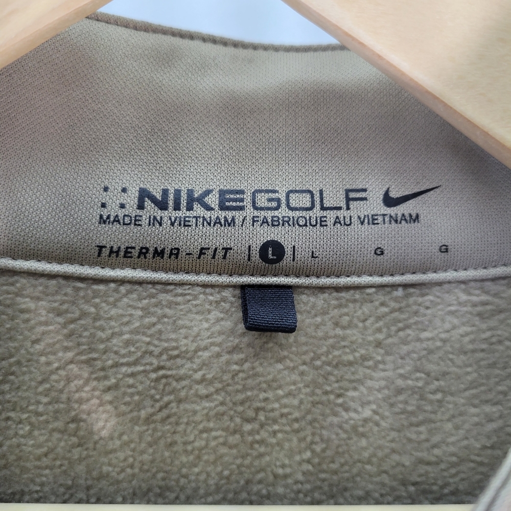 Mens Nike Golf Therma Fit Pullover 1/2 zip Tan/Black Size Large - Picture 3 of 6